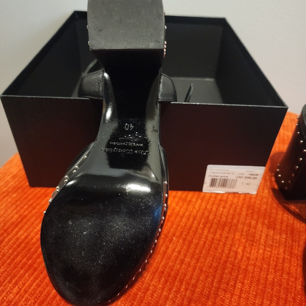 The Kooples Black Leather Heels with Studded Details - Picture 4 of 5